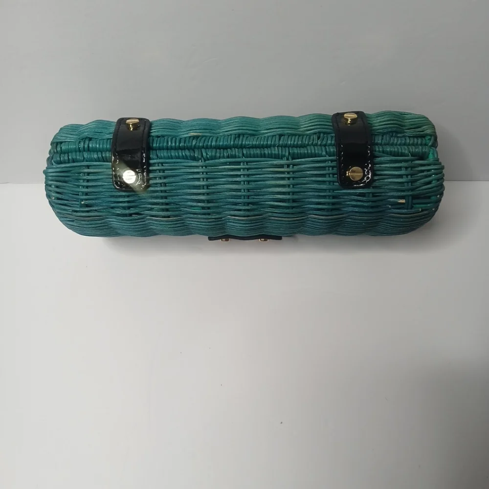 J. Crew Havana‎ wicker straw clutch Green purse